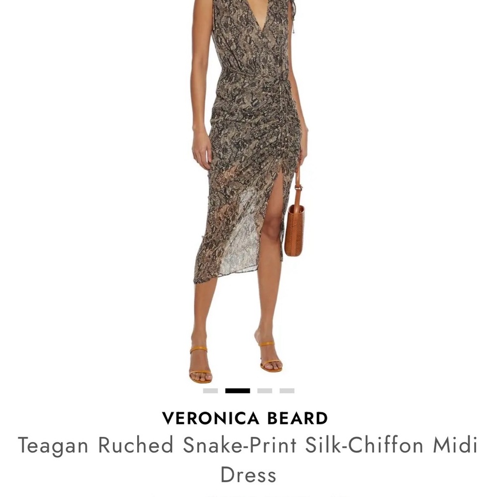 Veronica Beard Teagan Ruched Snake-Print Silk Dress
Brand new, with tags…